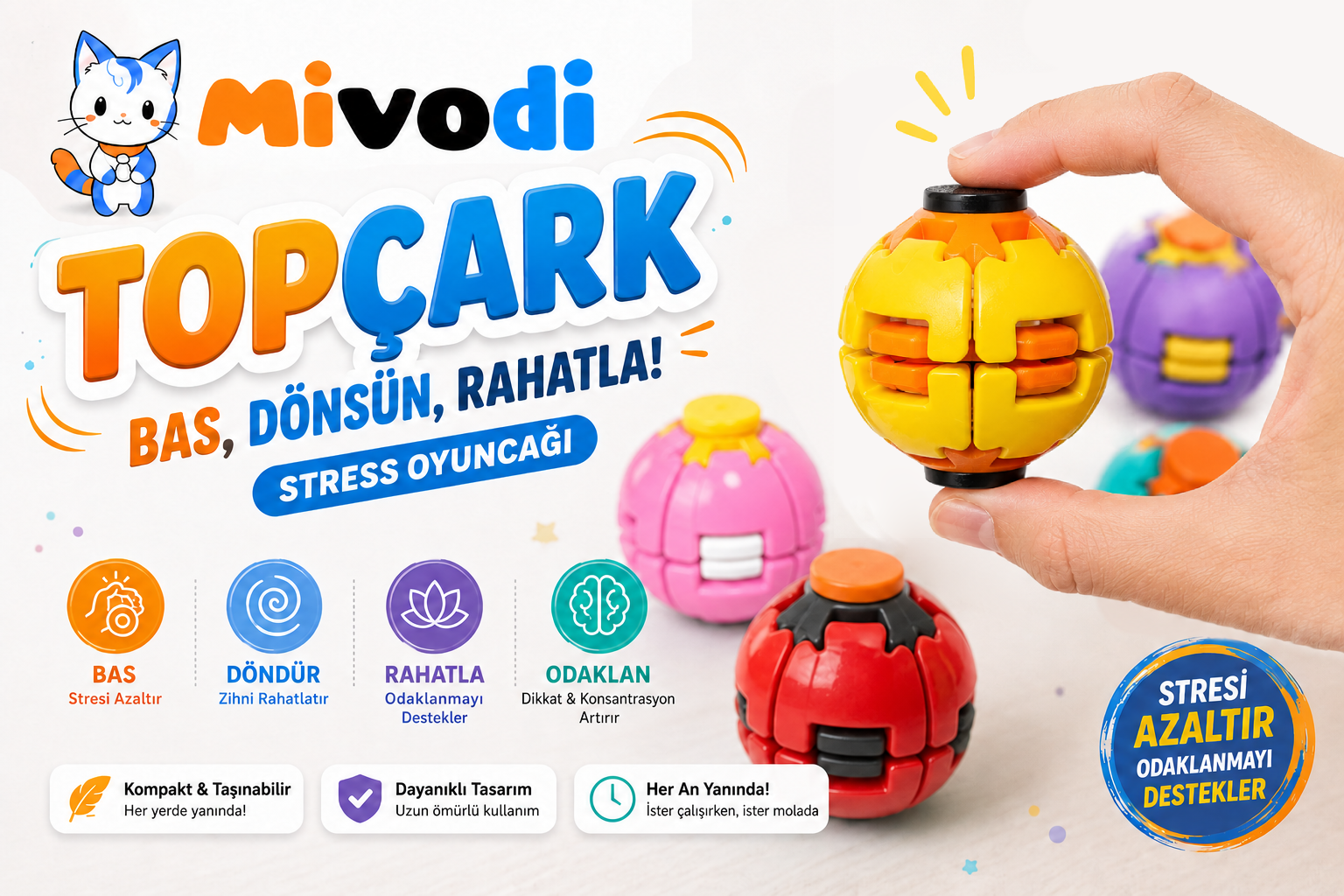 Mivodi Topçark — Bas, Dönsün, Rahatla! Stress Oyuncağı