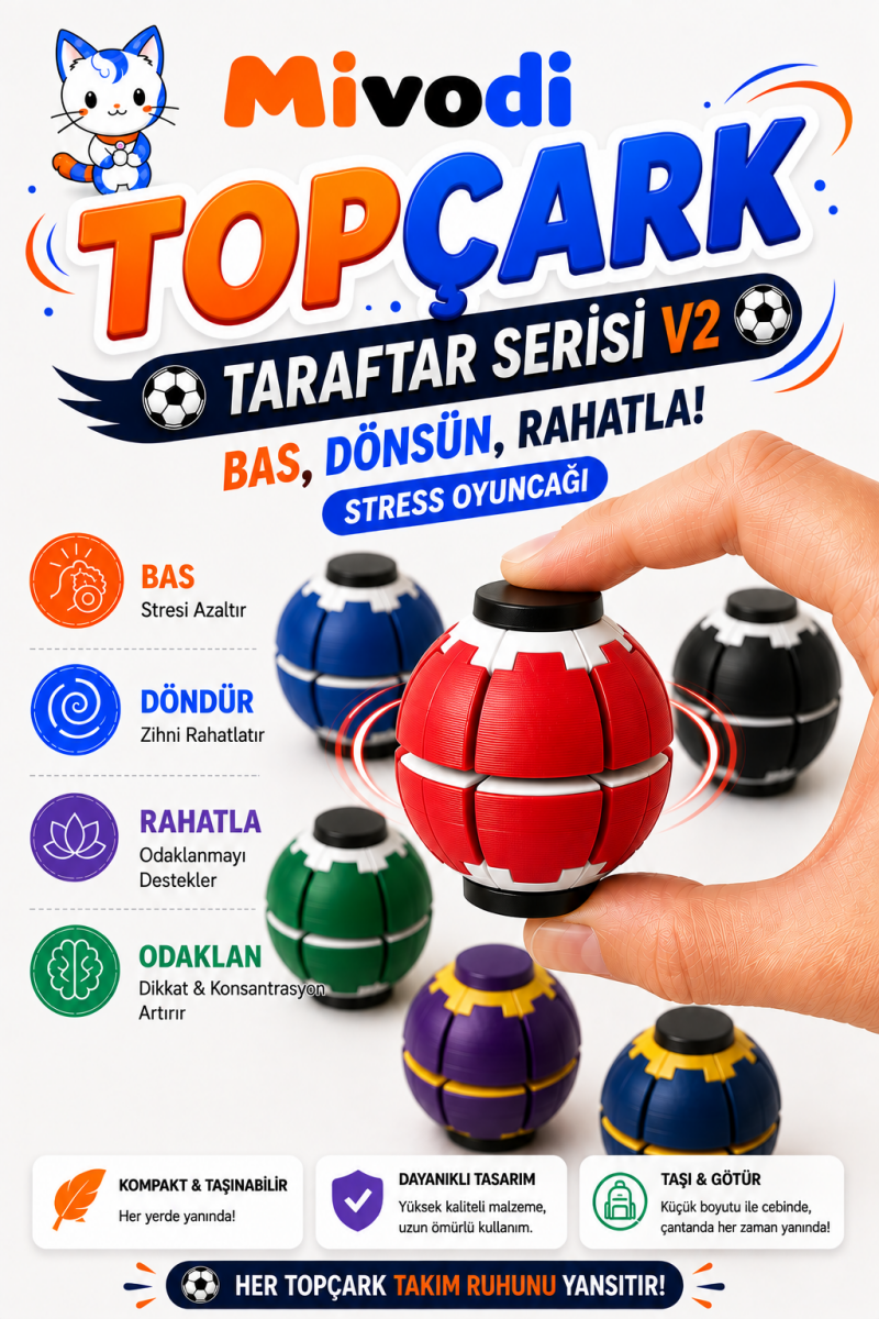 Mivodi Topçark V2 — Bas, Dönsün, Rahatla! Stress Oyuncağı